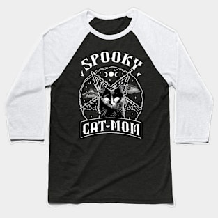 Spooky Cat Mom - Goth Halloween Retro Vintage Baseball T-Shirt